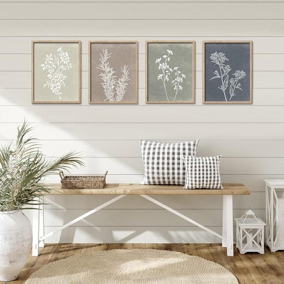 Image showcasing Art | New Set Of 4 Framed Wall Art For Minimalist Botanical Print Wall ...